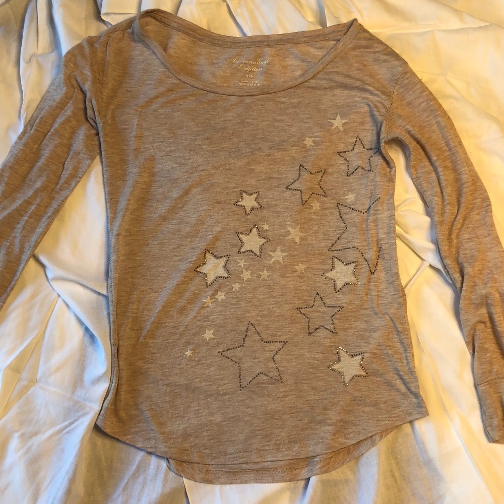 AEO long-sleeve lightweight tee, studded stars